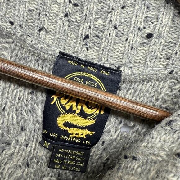 Vintage Fox Run Sweater Shawl Cape Poncho Wool Chunky Fisherman Pullover 90s - Picture 5 of 9